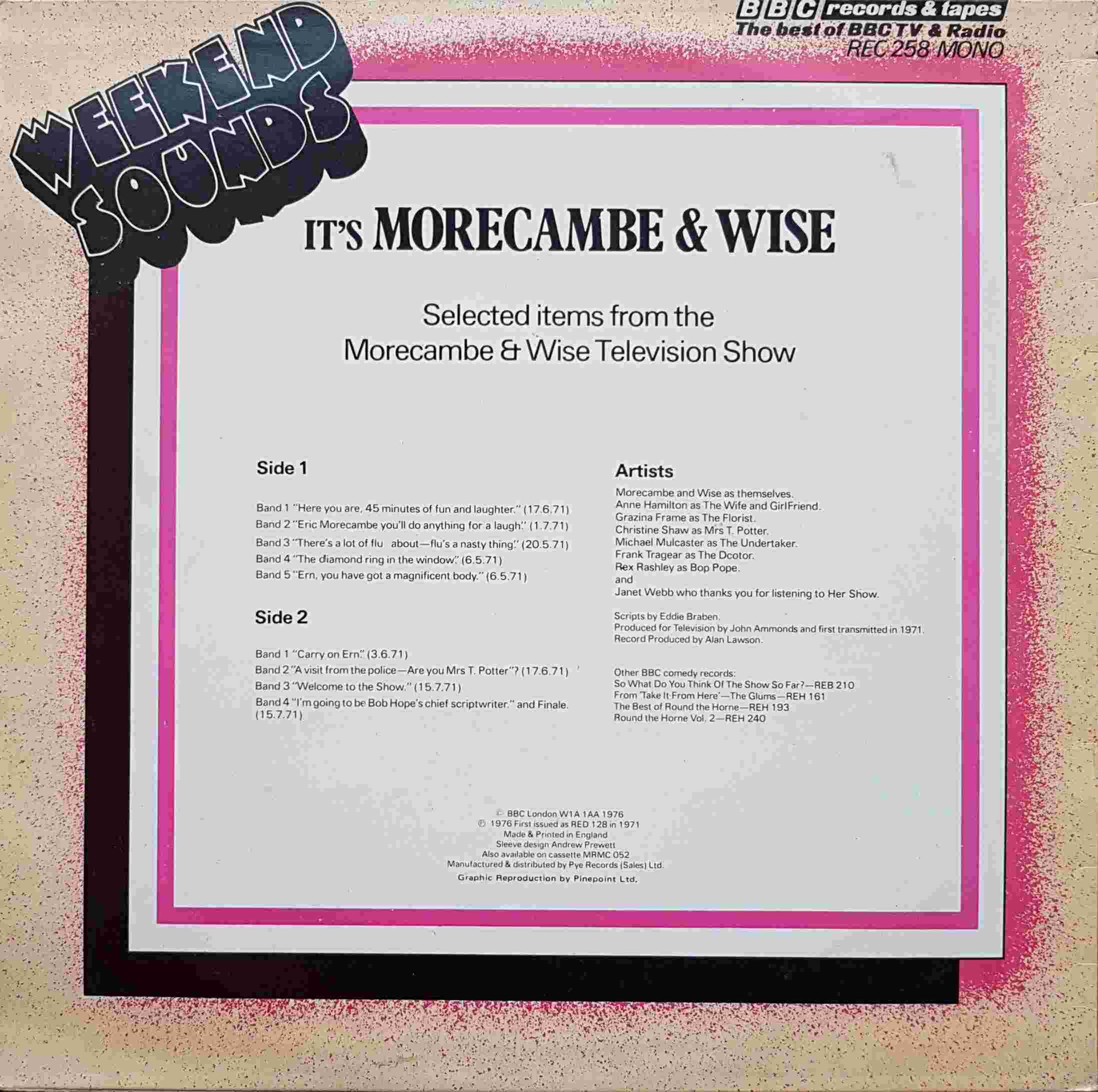 Picture of REC 258 Its Morecambe & Wise by artist Morecambe / Wise from the BBC records and Tapes library